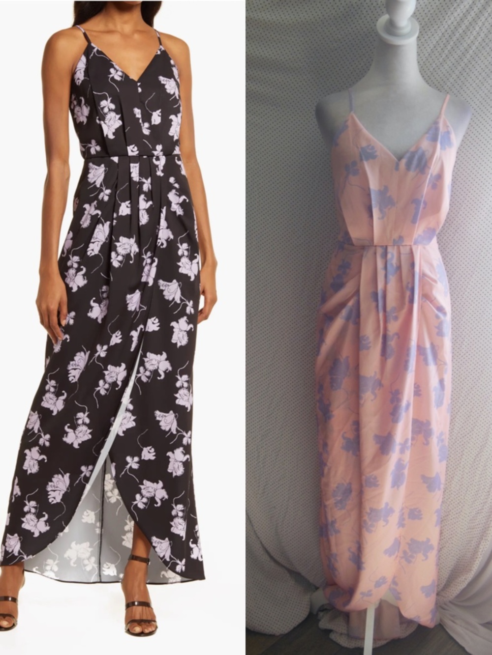NEW CHELSEA28 Pink & Purple FLORAL Faux Wrap GARDEN PARTY Camisole MAXI DRESS M